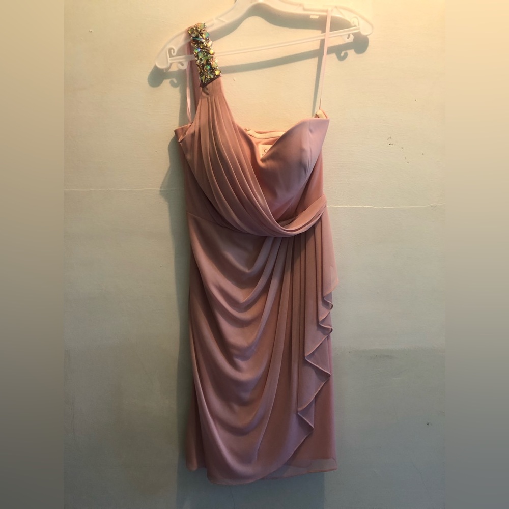pink dress with gems on strap